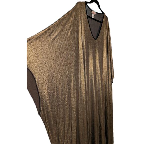Karen-T Design Gold Metallic Kaftan Maxi Dress Made in USA One Size Glam - Picture 4 of 4